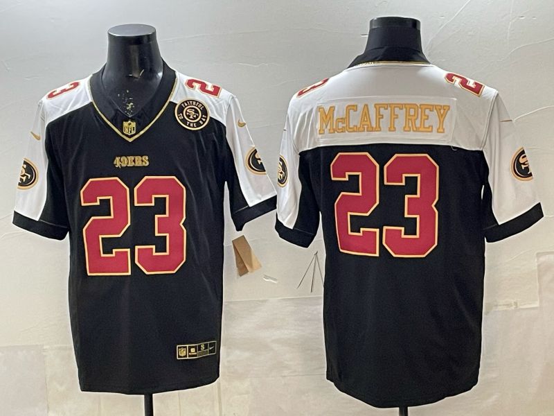 Men 2026 Nike San Francisco 49ers #23 Mccaffrey Black 3th generation Thorwback Limited NFL Jersey 05